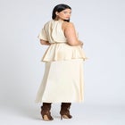 One Sleeve Satin Maxi Dress image number null