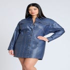 Coated Denim Mini Dress image number null