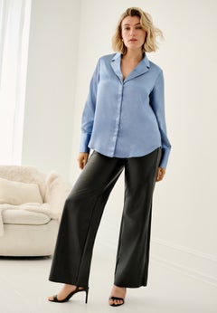 Metallic Satin Button-Down Blouse