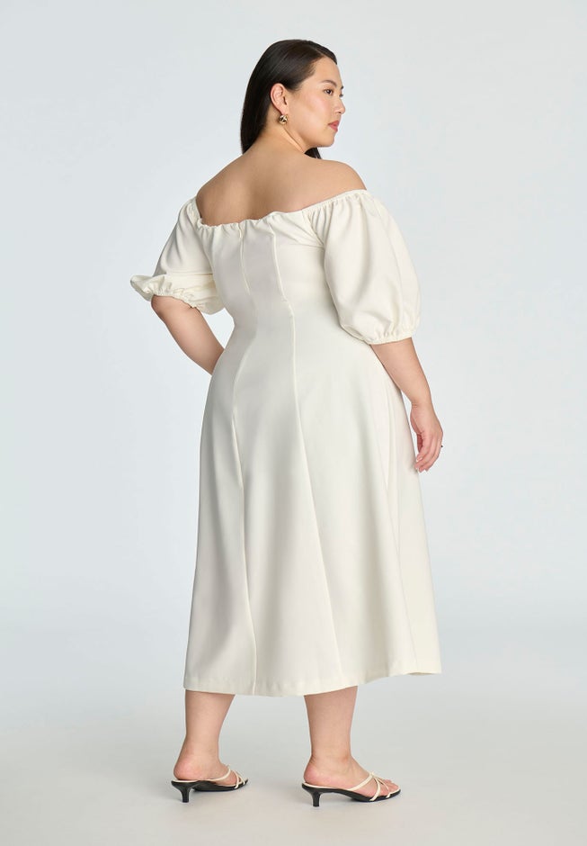 Off The Shoulder Puff Sleeve Midi Dress image number 1