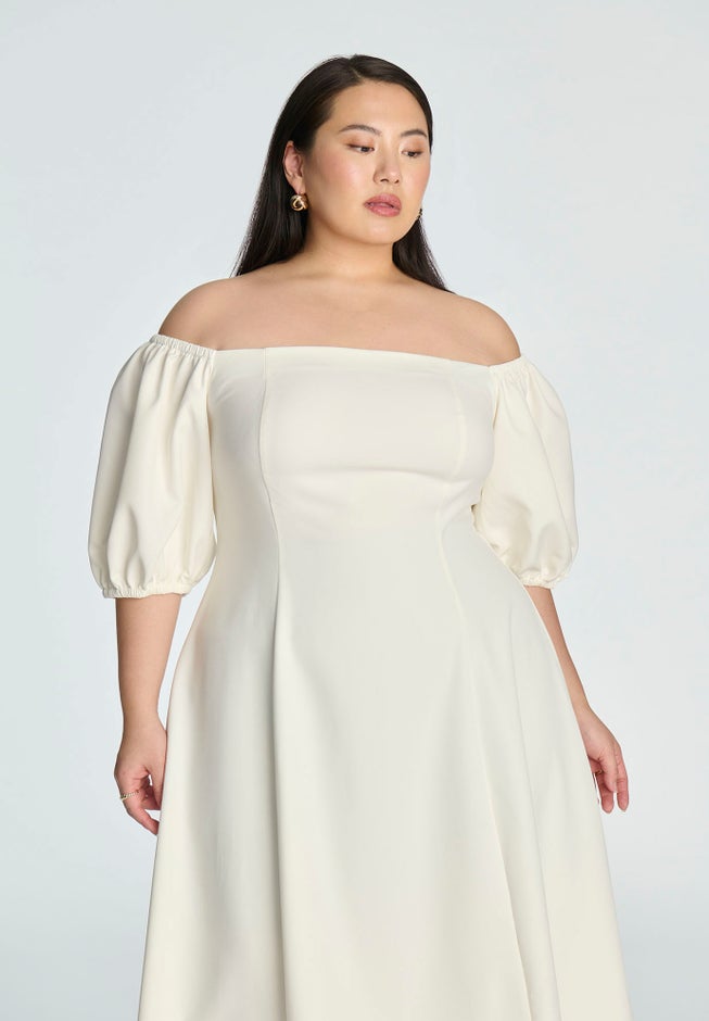 Off The Shoulder Puff Sleeve Midi Dress image number 2