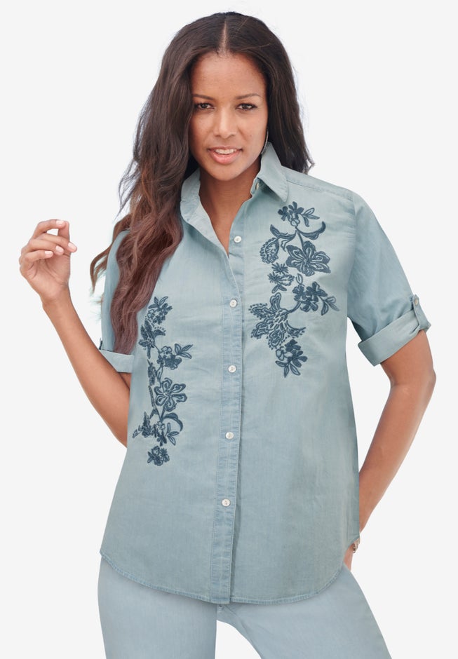 Chambray Roll-Tab Shirt image number null