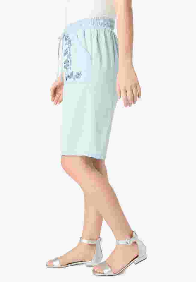 Embroidered Chambray Bermuda Shorts image number 2