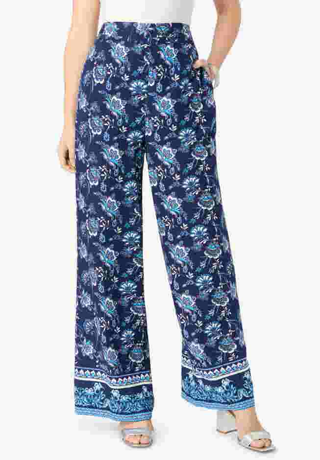 Plus Size Printed Wide Leg Pant image number 0