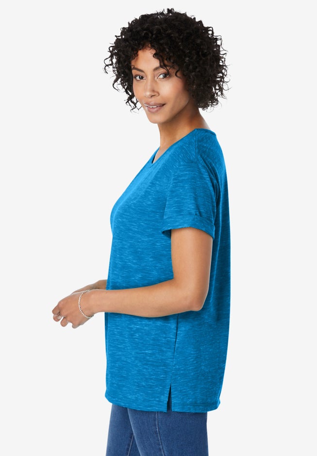 Marled Cuffed-Sleeve Tee image number 2