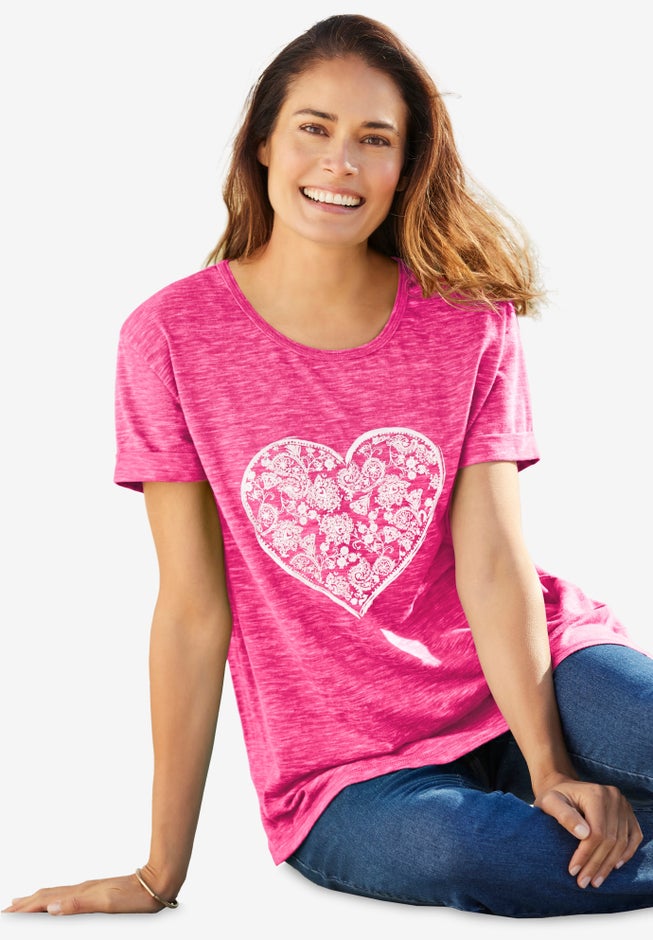 Marled Cuffed-Sleeve Tee image number 0