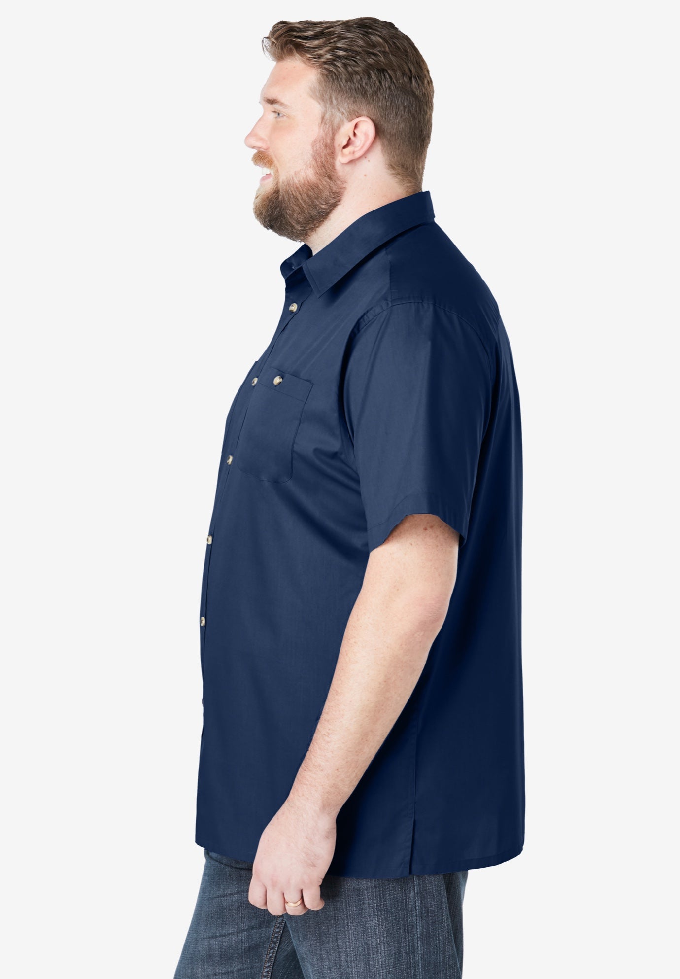Solid Wrinkle-Resistant Short Sleeve Button Down image number 2