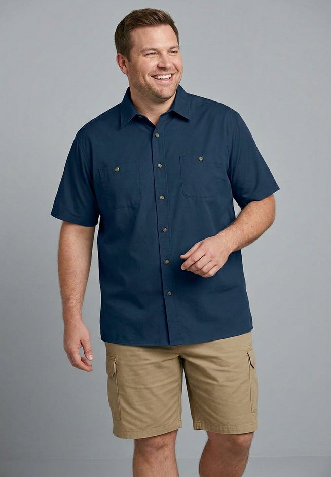 Solid Wrinkle-Resistant Short Sleeve Button Down image number 3