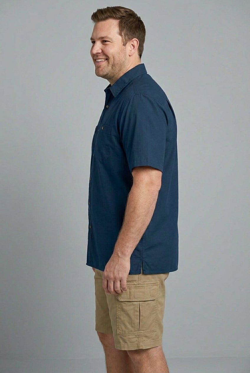 Solid Wrinkle-Resistant Short Sleeve Button Down image number 4