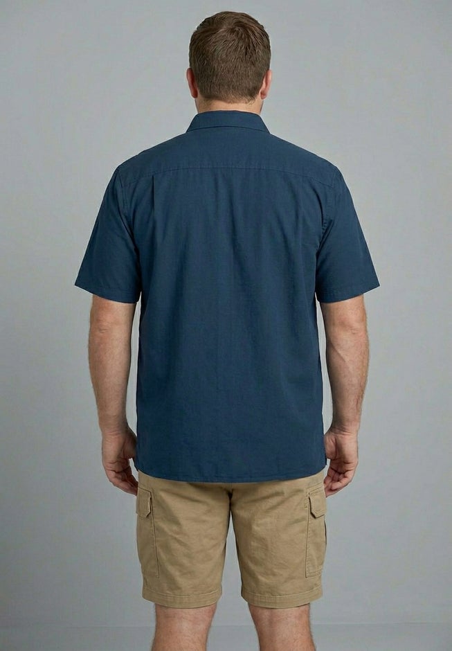 Solid Wrinkle-Resistant Short Sleeve Button Down image number 5