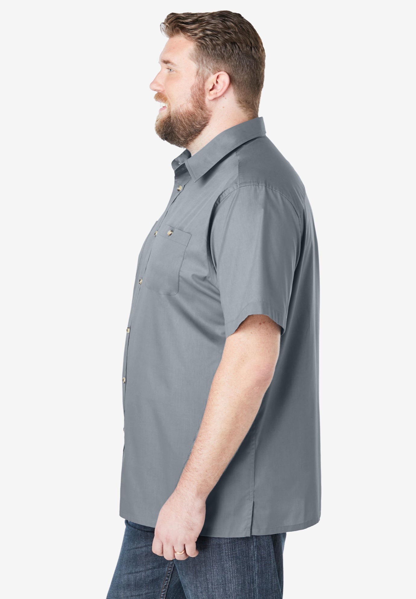 Solid Wrinkle-Resistant Short Sleeve Button Down image number 2