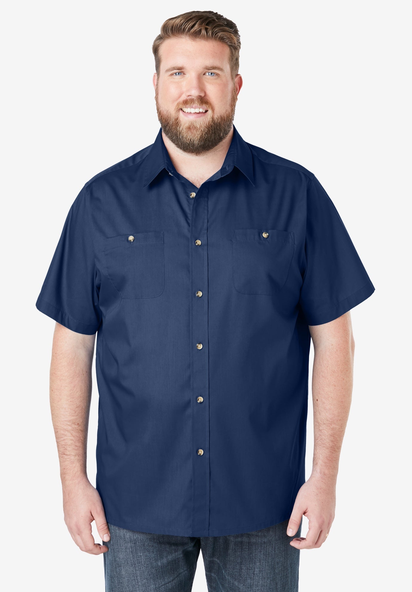 Solid Wrinkle-Resistant Short Sleeve Button Down image number 0