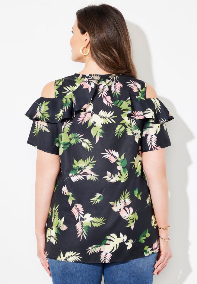 Open-Shoulder Georgette Top image number 1