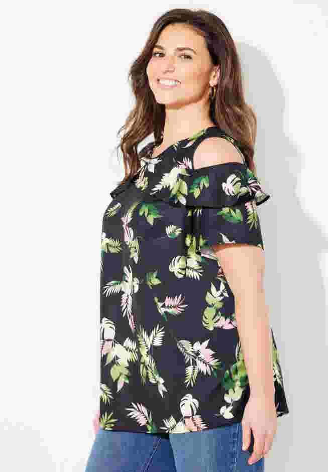Open-Shoulder Georgette Top image number 2
