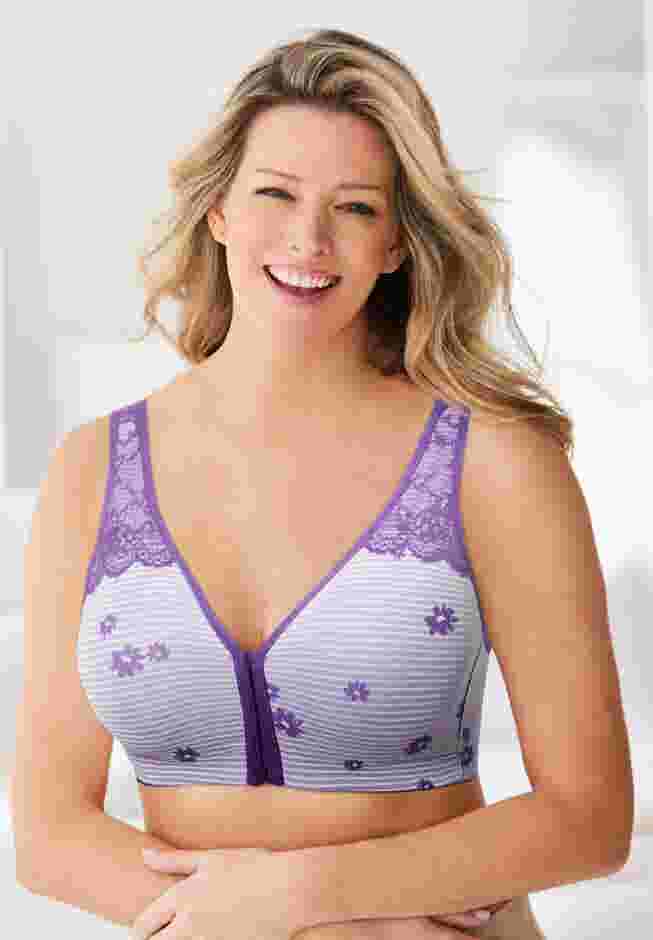 Wireless Front-Close Cotton Comfort Bra image number 3