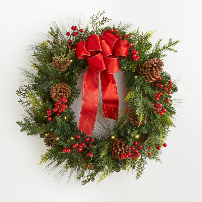 28" Pre-Lit Holiday Classic Wreath image number null