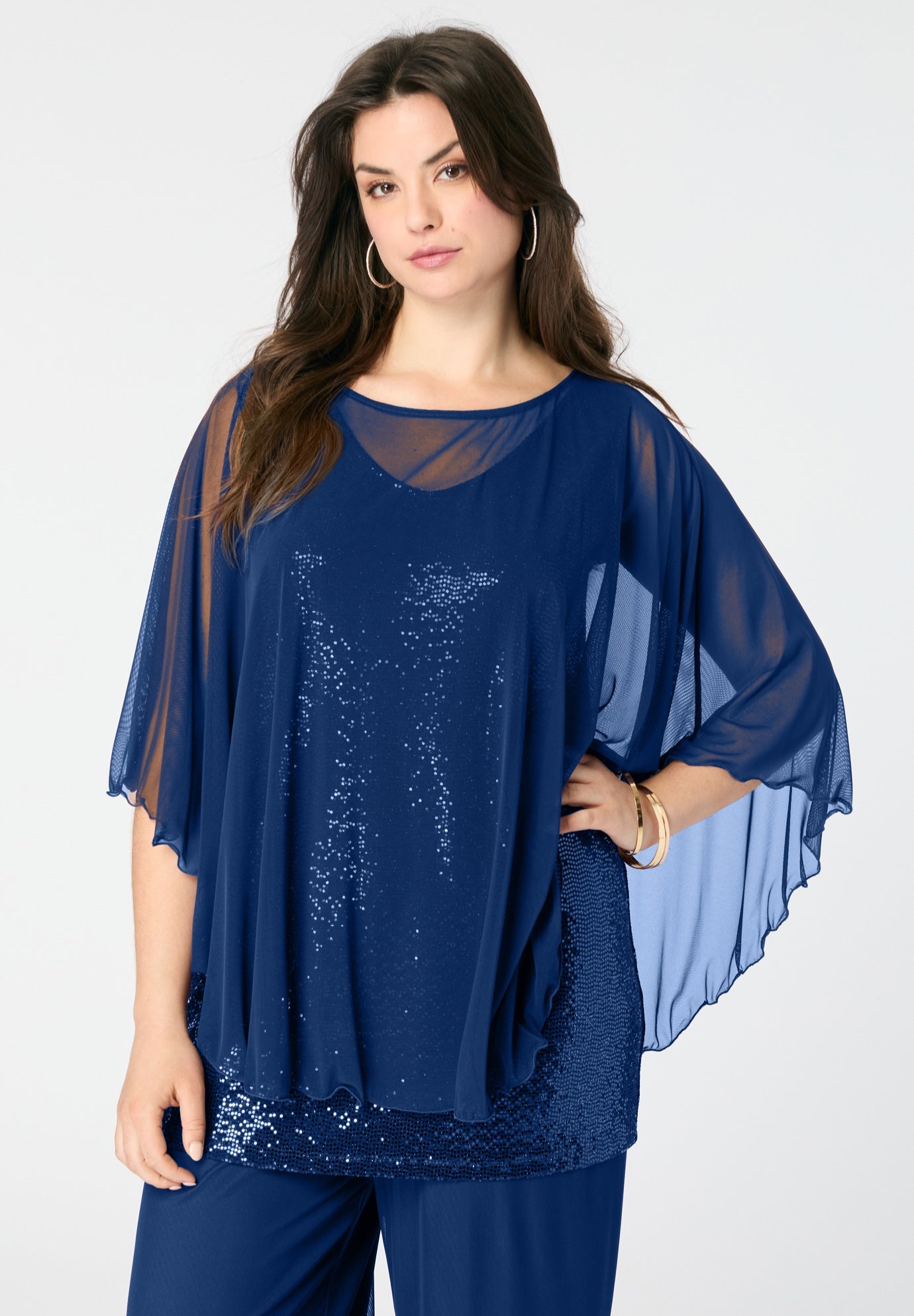 Georgette Mesh Overlay Top image number 0