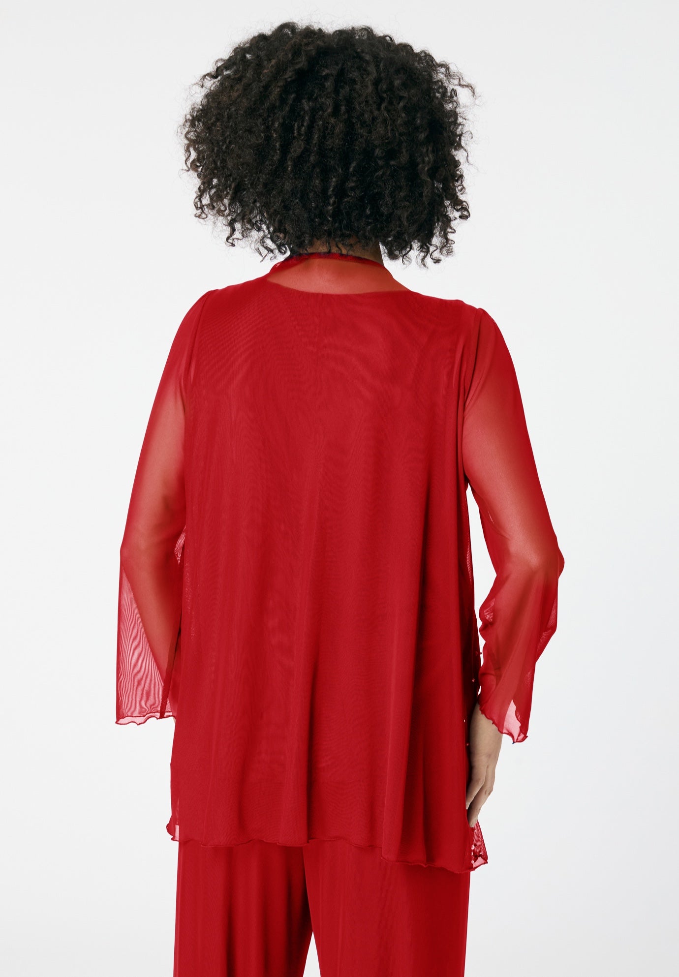 Mesh Overlay Cardigan and Tank Set. image number 1