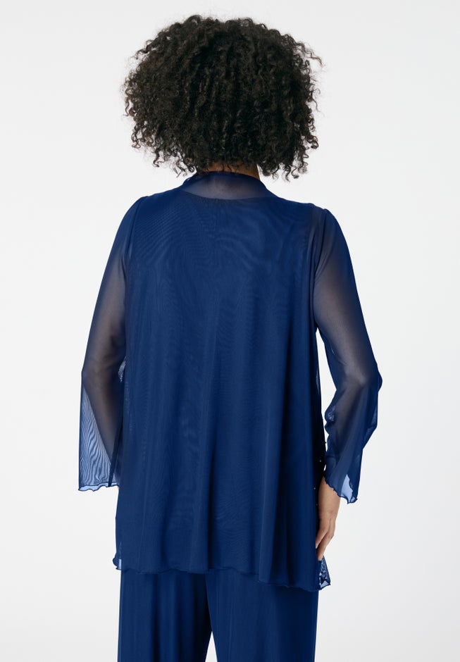 Mesh Overlay Cardigan and Tank Set. image number 1