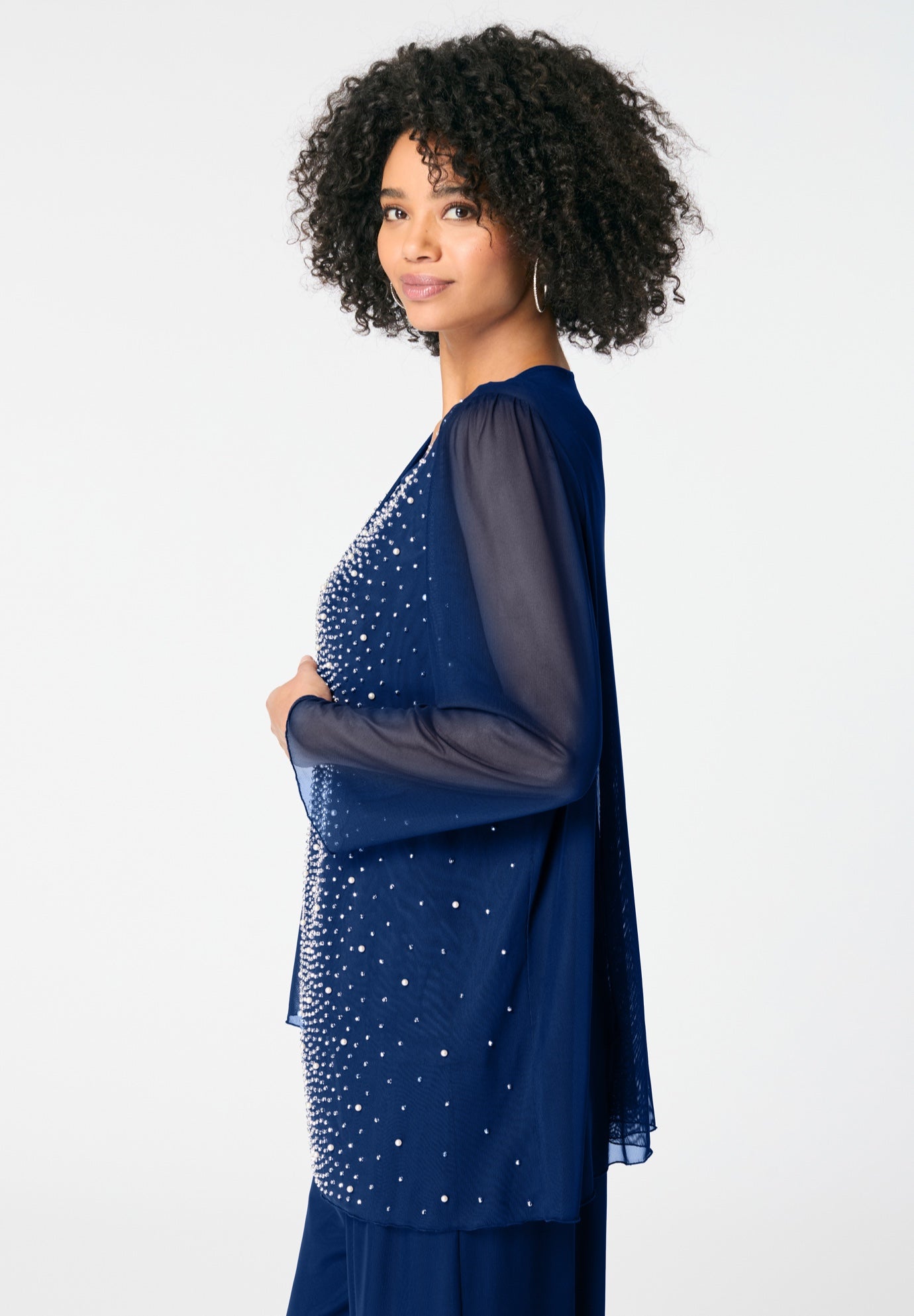 Mesh Overlay Cardigan and Tank Set. image number 2