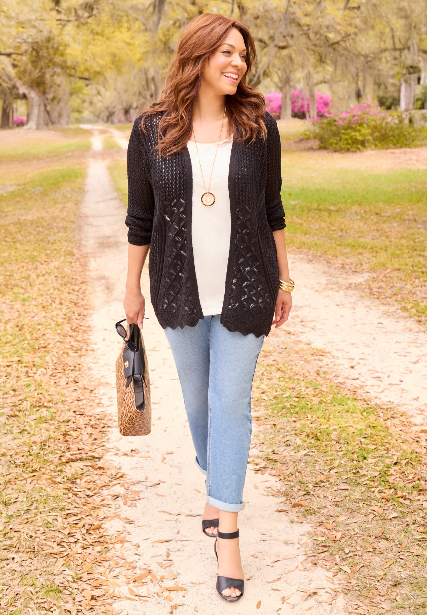 Mixed Stitch Pointelle Cardigan image number 0