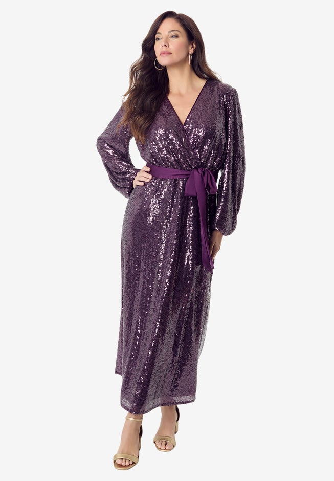 Sequin Wrap Dress image number 0