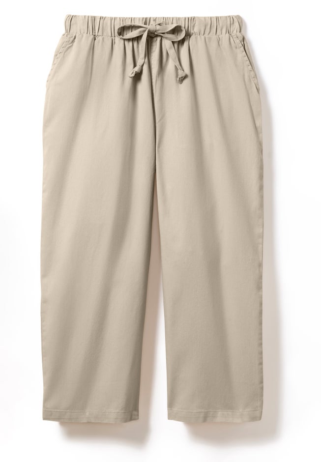 Drawstring Denim Capri image number 1