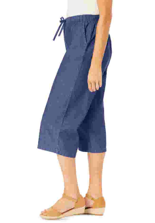 Drawstring Denim Capri image number 3