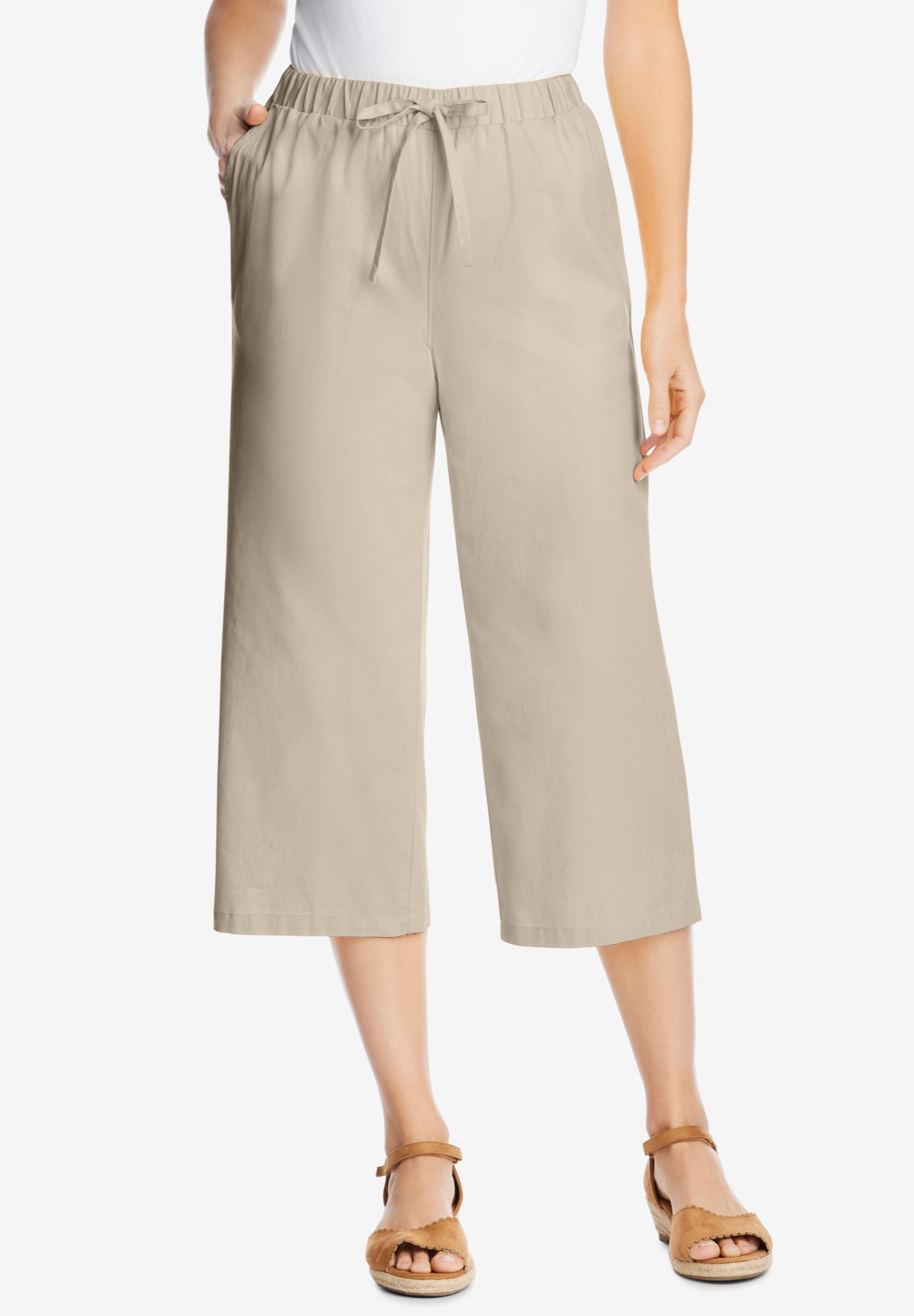 Drawstring Denim Capri image number 0