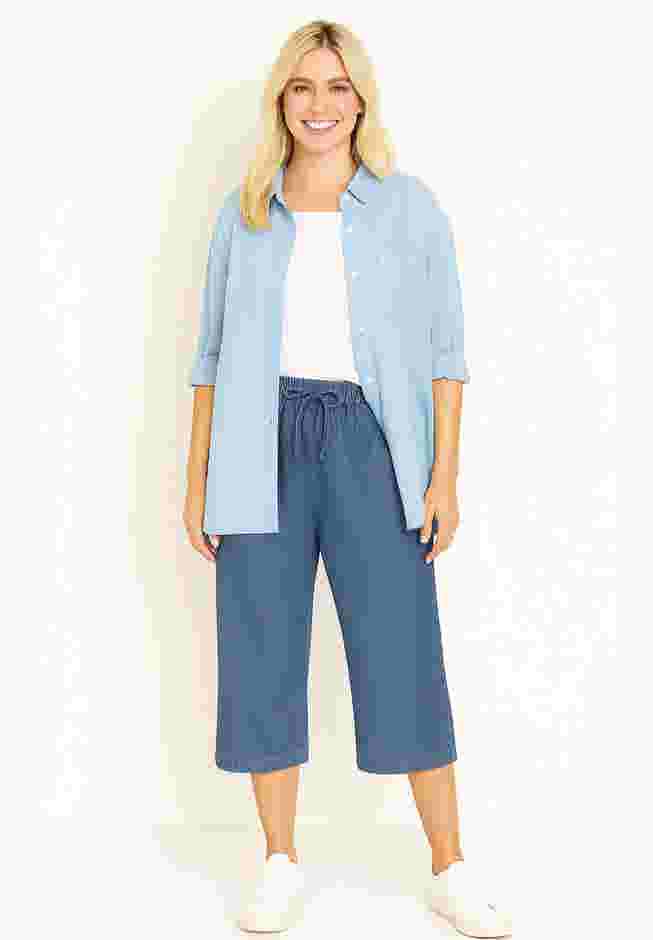 Drawstring Denim Capri image number 0