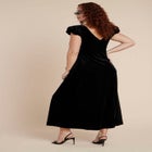  Velvet Short Puff Sleeve Maxi Dress image number null