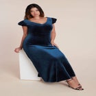  Velvet Short Puff Sleeve Maxi Dress image number null