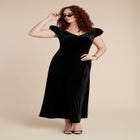  Velvet Short Puff Sleeve Maxi Dress image number null