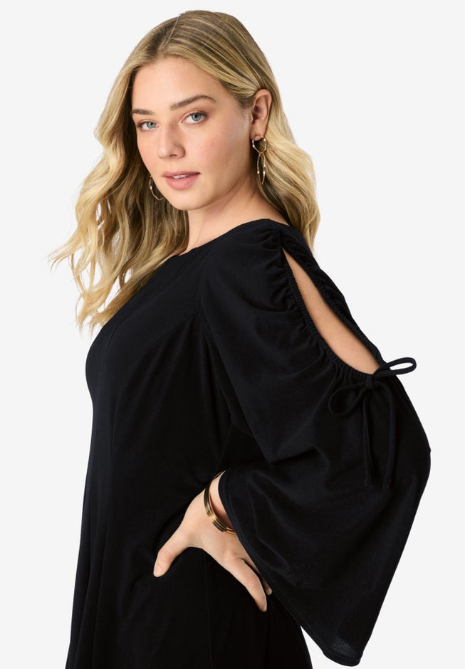 Cold Shoulder Fit-and-Flare Dress image number 2