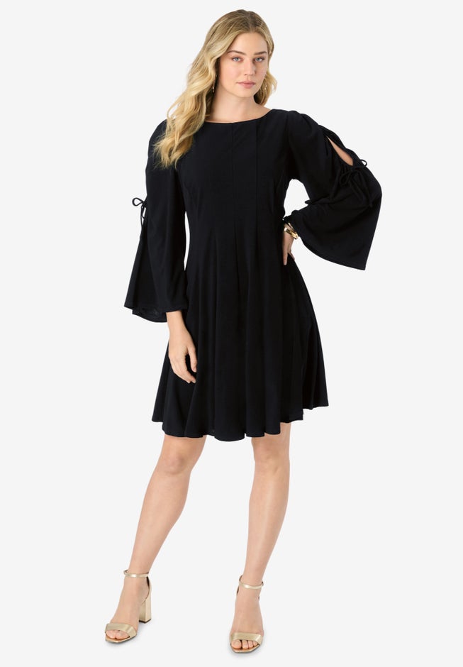 Cold Shoulder Fit-and-Flare Dress image number 0