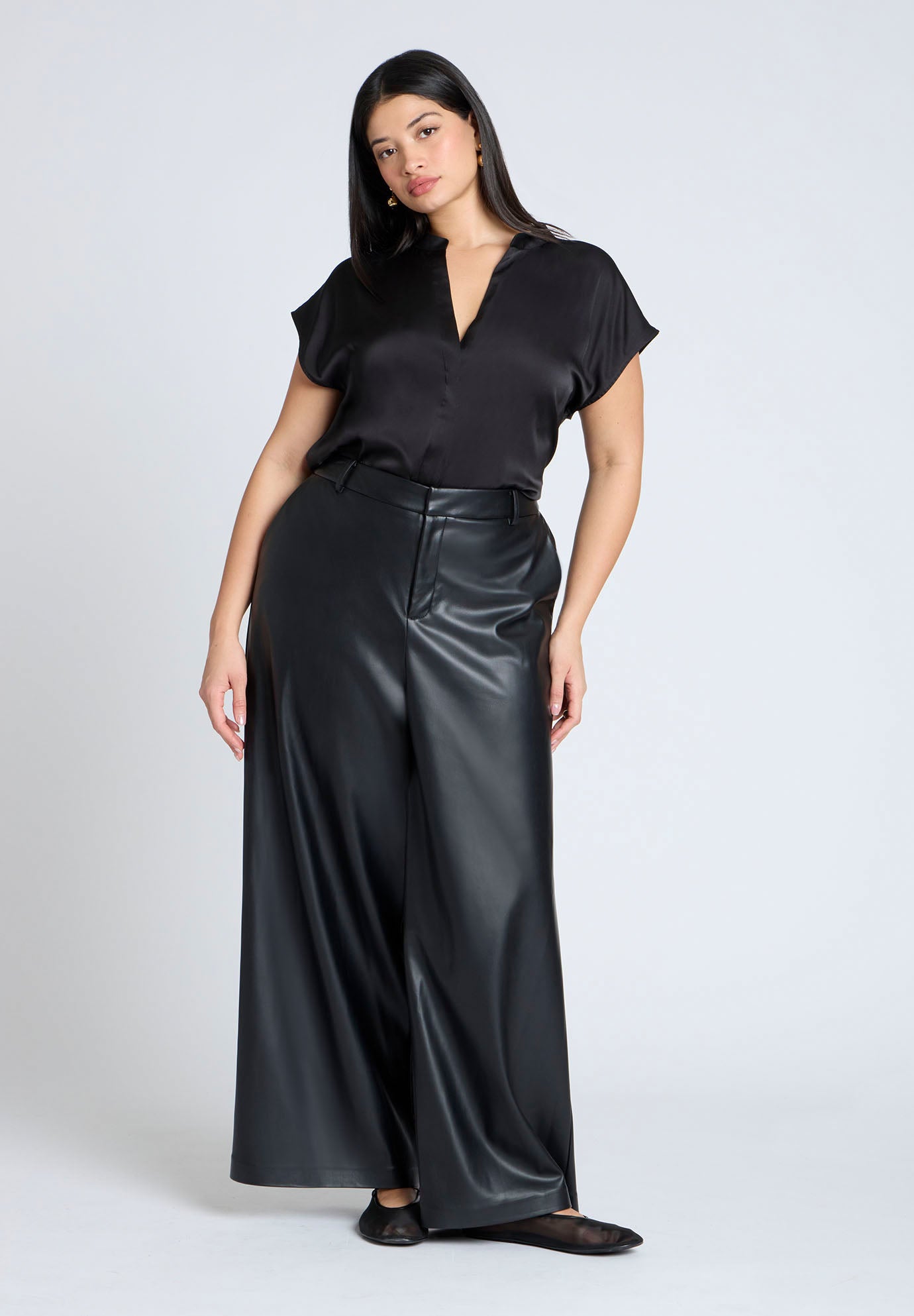 Satin Notch Collar Blouse image number 2