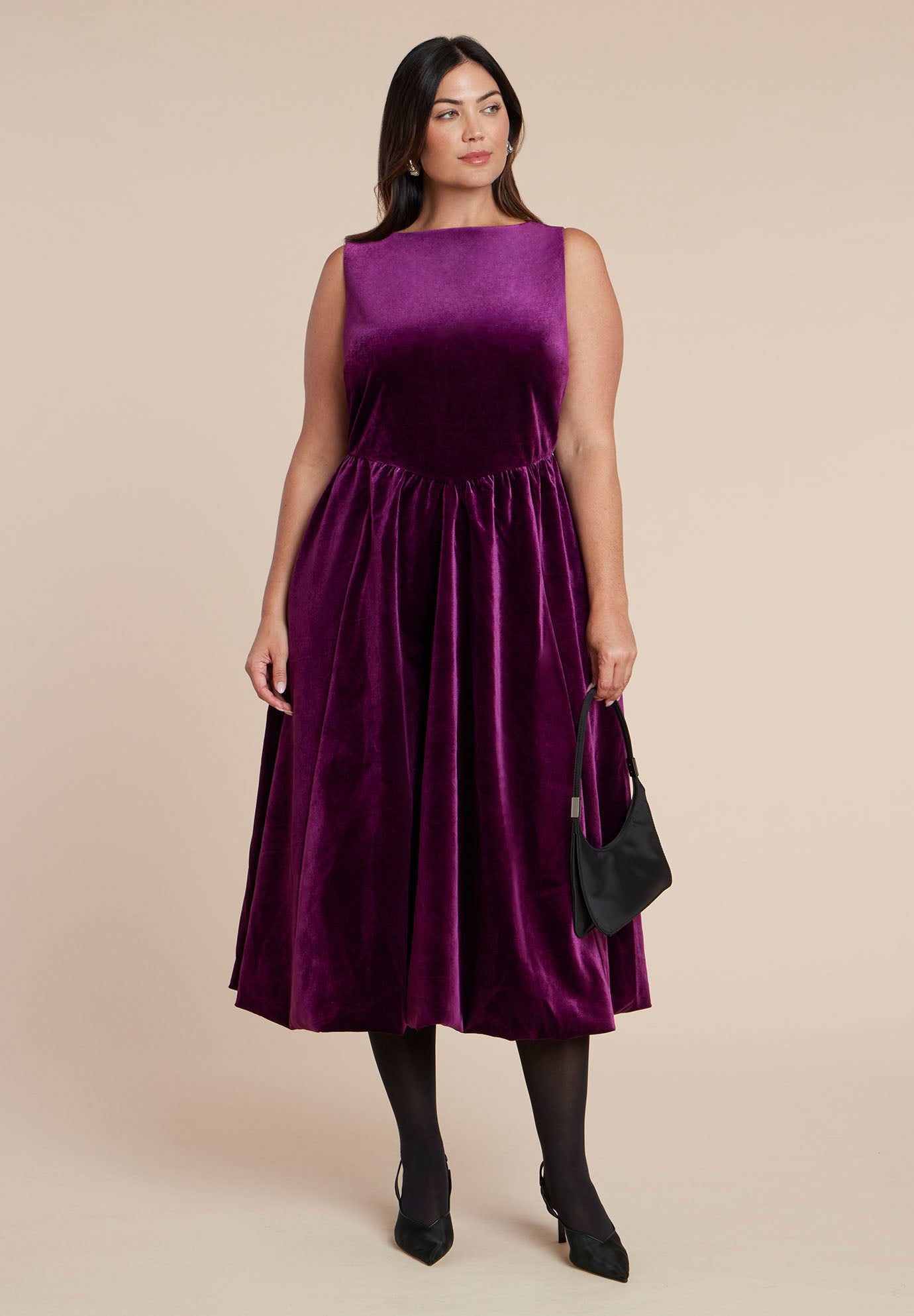 Bubble Hem Velvet Dress image number 0