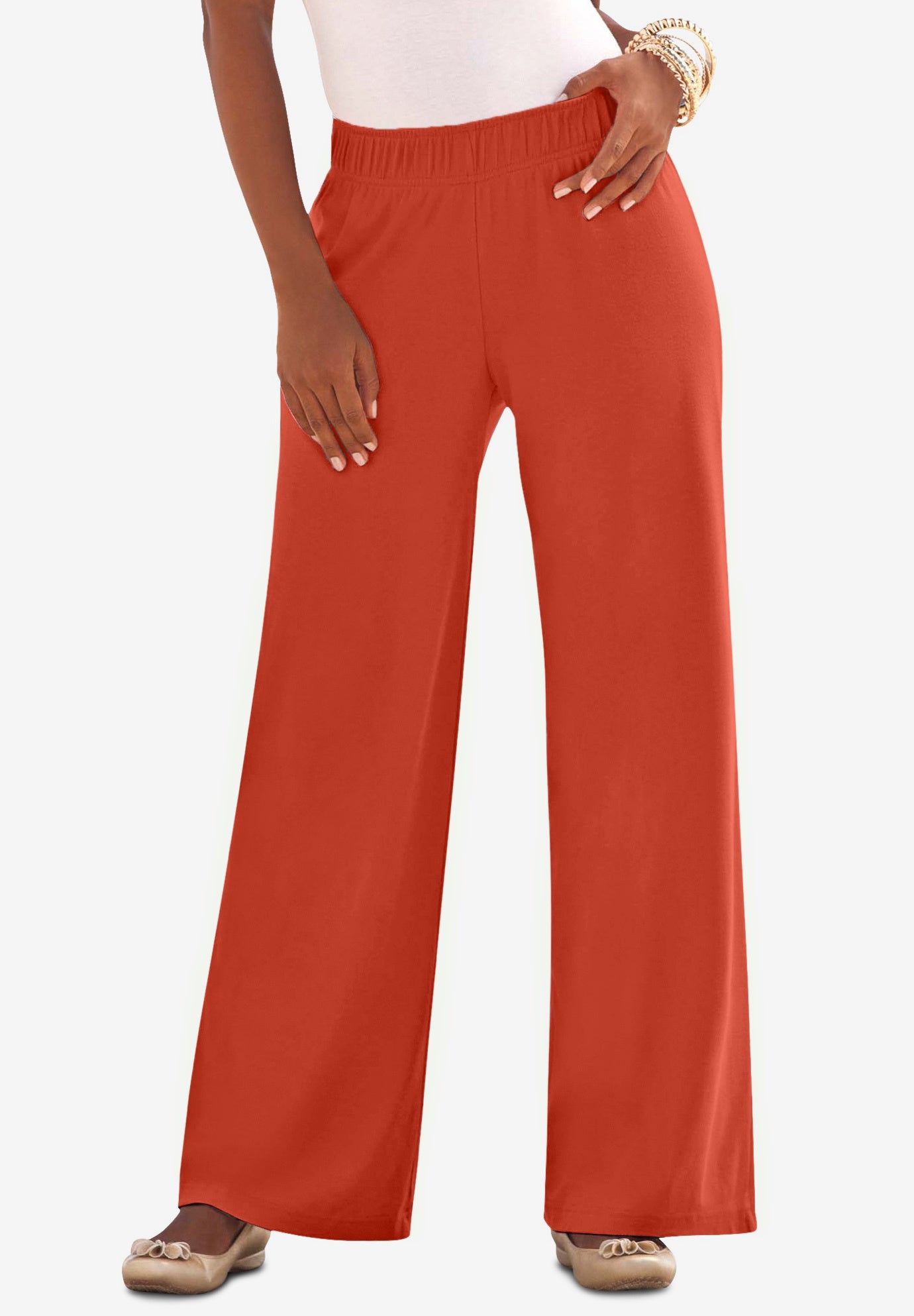 Plus Size Pull-On Wide Leg Soft Knit Pant image number 0