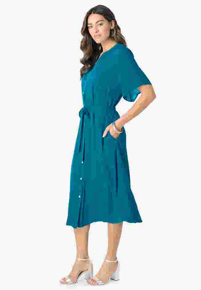 Hand-Crinkled Button-Down Dress image number 2