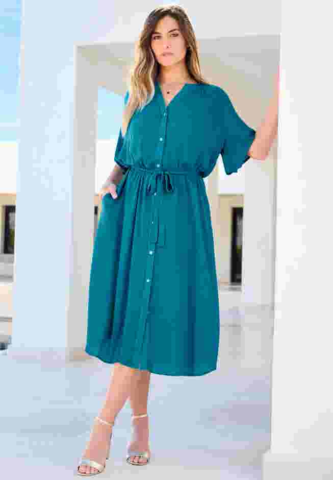 Hand-Crinkled Button-Down Dress image number 0