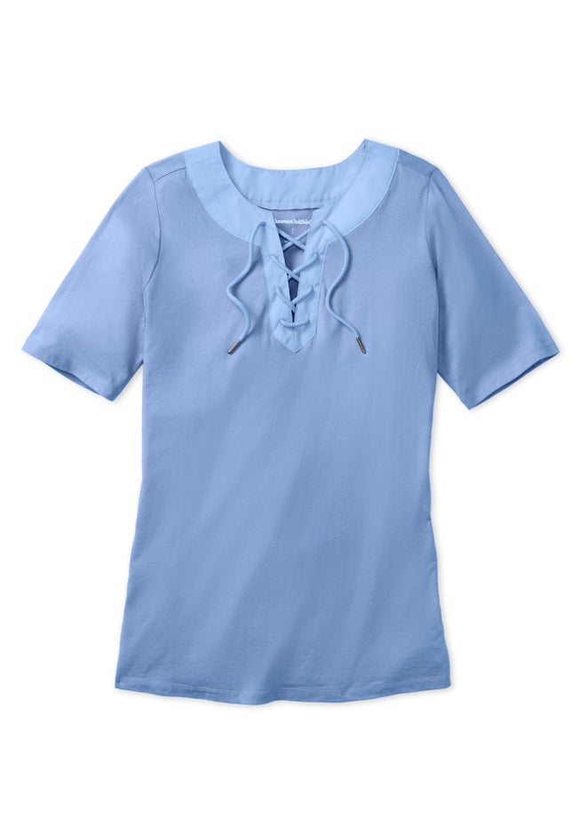 Lace-Up Knit Tee image number 4