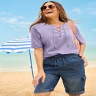 Lace-Up Knit Tee image number 0