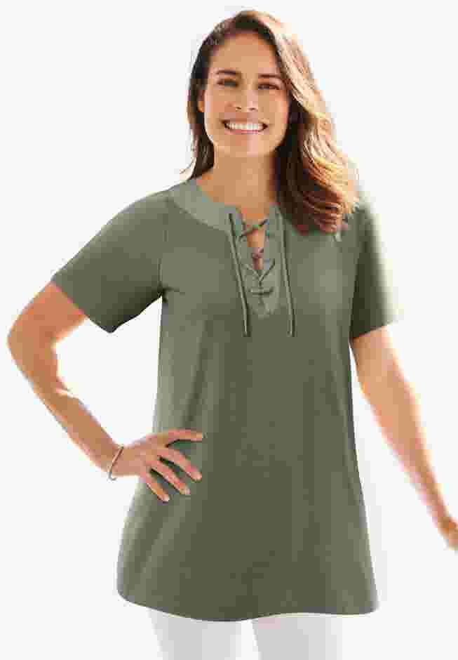 Lace-Up Knit Tee image number 0