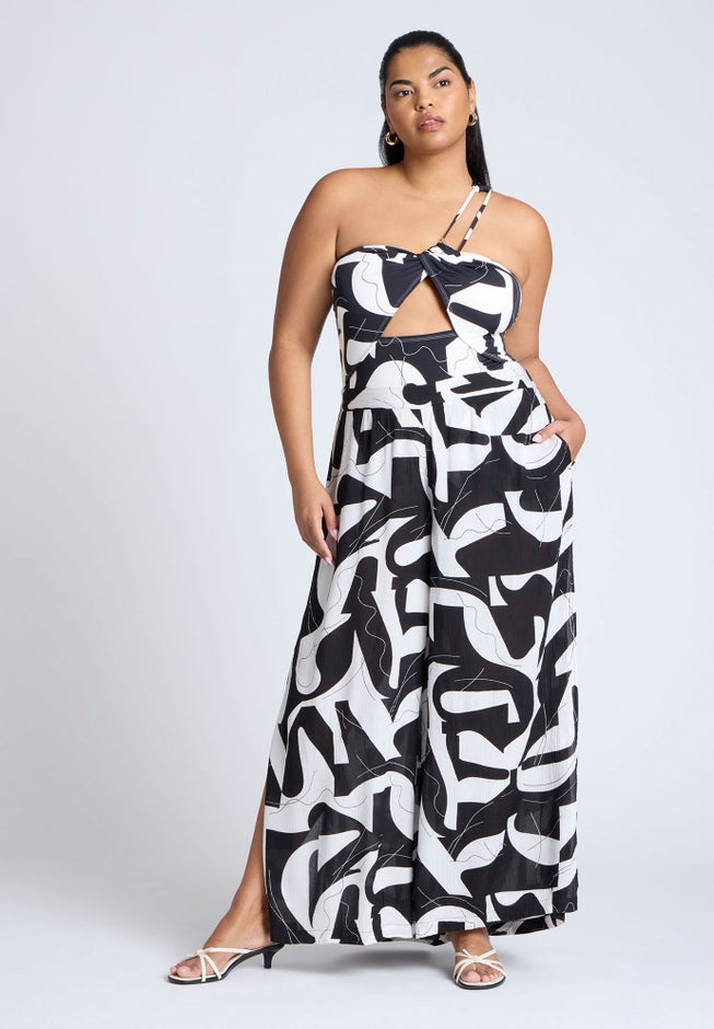 Printed Cover-Up Bottom With Slits image number 1
