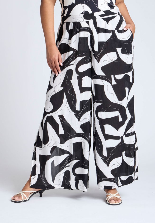 Printed Cover-Up Bottom With Slits image number 2