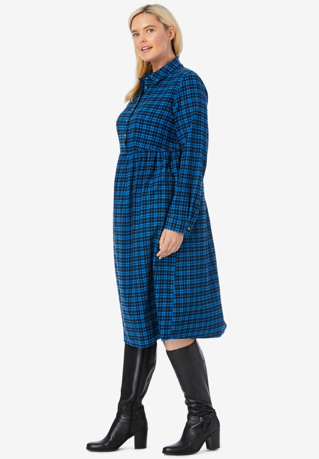 Plaid flannel A-line shirtdress image number 2