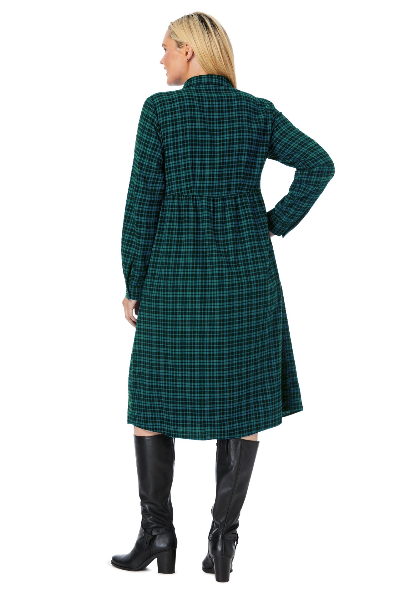 Plaid flannel A-line shirtdress image number 1