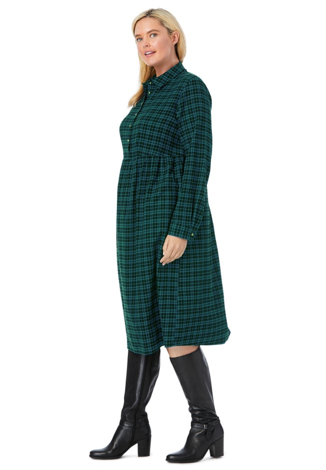 Plaid flannel A-line shirtdress image number 2