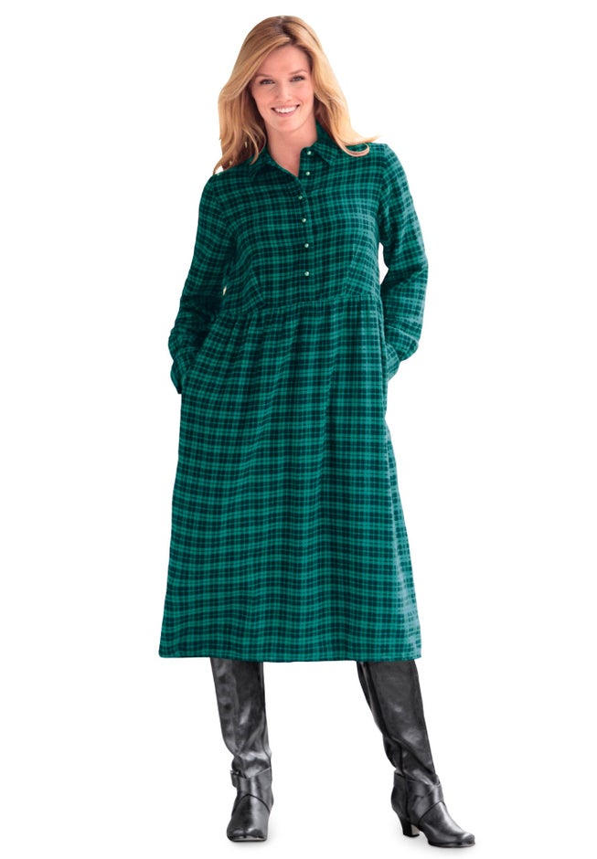 Plaid flannel A-line shirtdress image number 0
