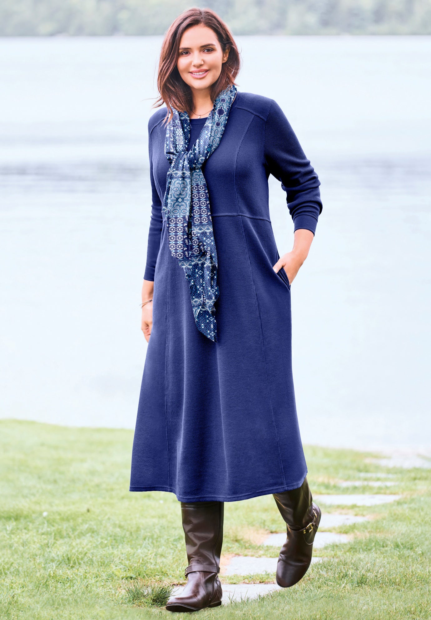 Thermal Knit A-Line Dress image number 0